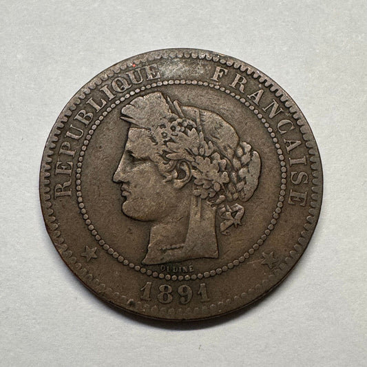 1891 France 10 Centimes - Beautiful Coin - #B-033