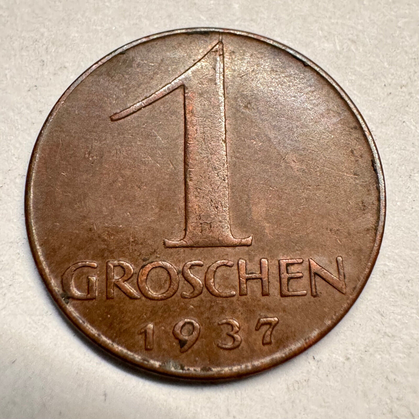 1937 Austria 1 Groschen - Beautiful Coin - #A-045