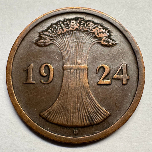 1924 Germany 2 Rentenpfennig - Beautiful Coin - #A-086