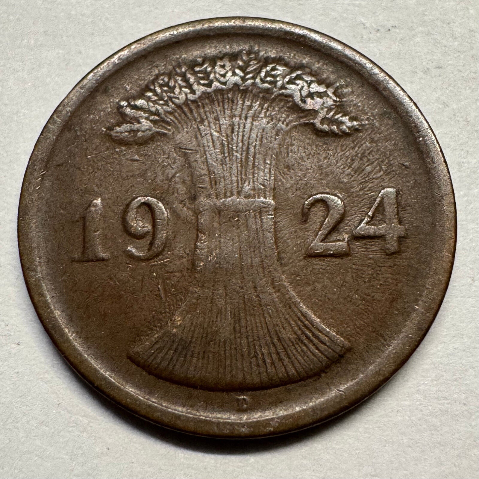 1924 Germany 2 Reichspfennig - Beautiful Coin - #A-087