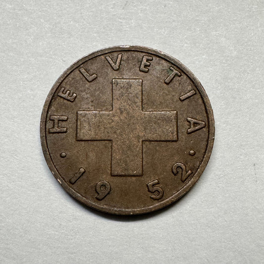 1952 Switzerland 1 Rappen - Beautiful Coin - #B-013