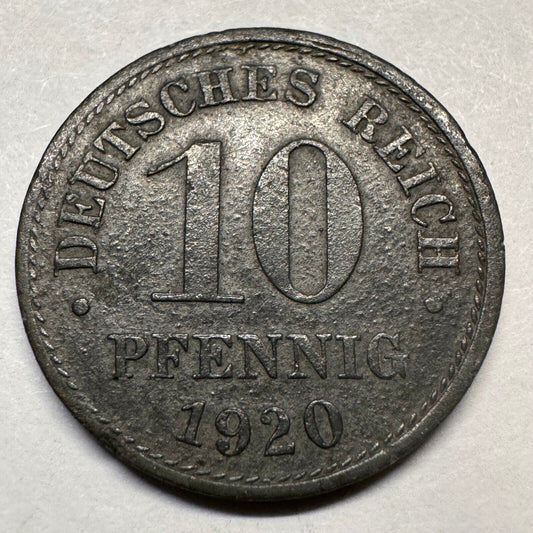 1920 Germany 10 Pfennig - Beautiful Coin - #A-058