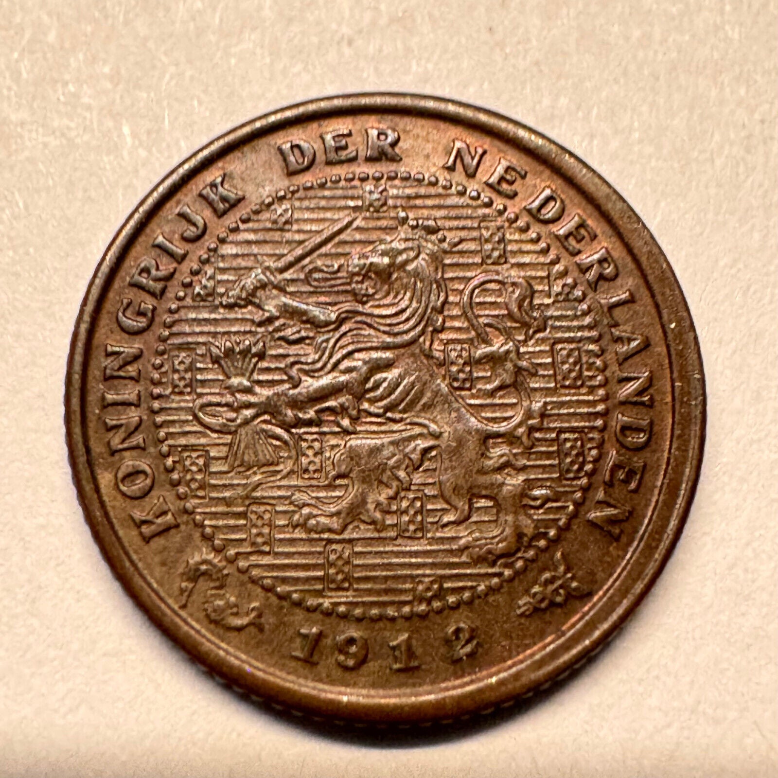 1912 Netherlands 1/2 Half Cent - Beautiful Coin - #A-022