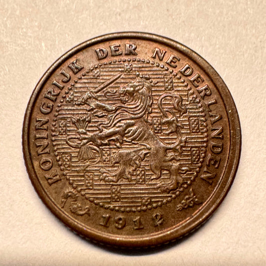 1912 Netherlands 1/2 Half Cent - Beautiful Coin - #A-022