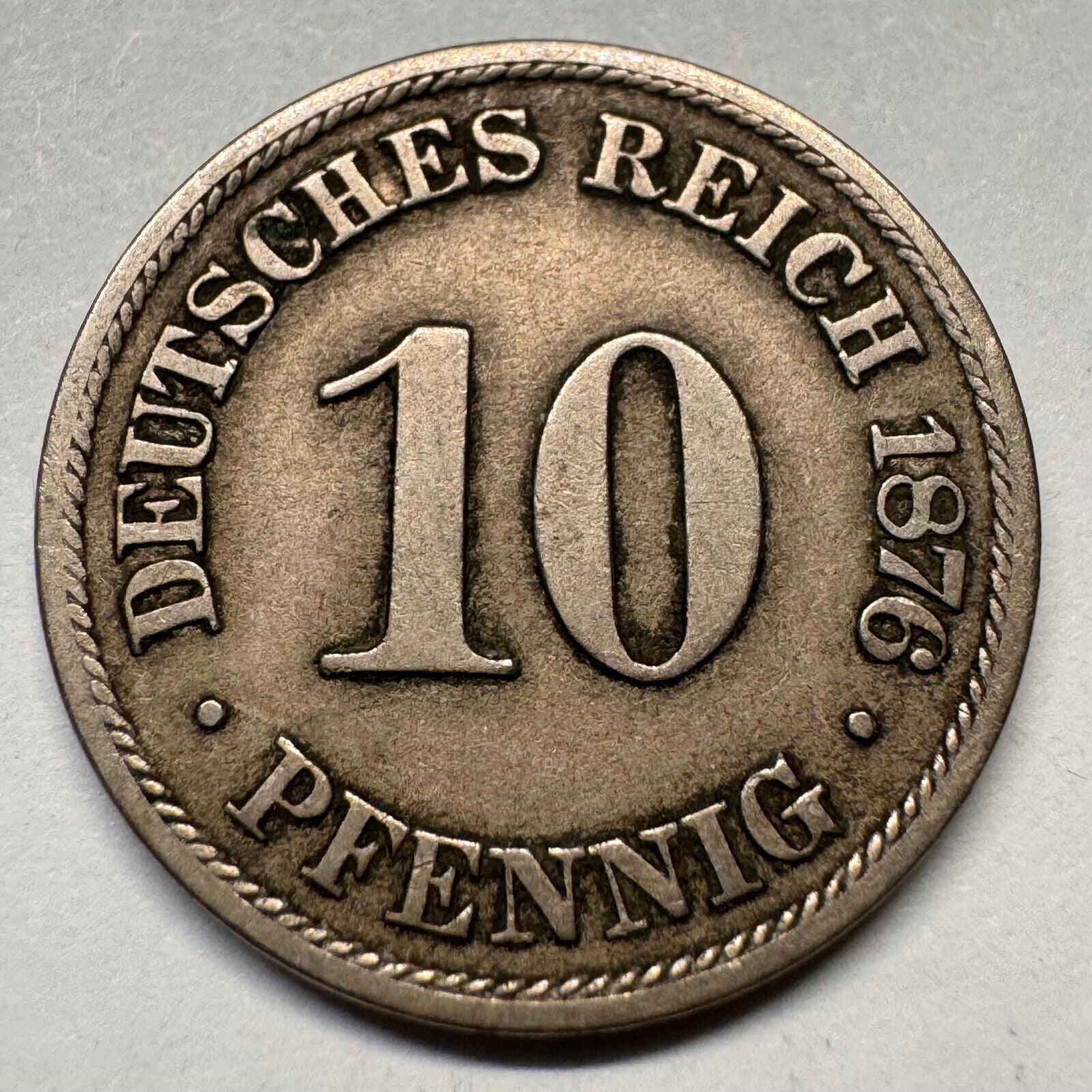 1876 Germany 10 Pfennig - B - Beautiful Coin - #A-054