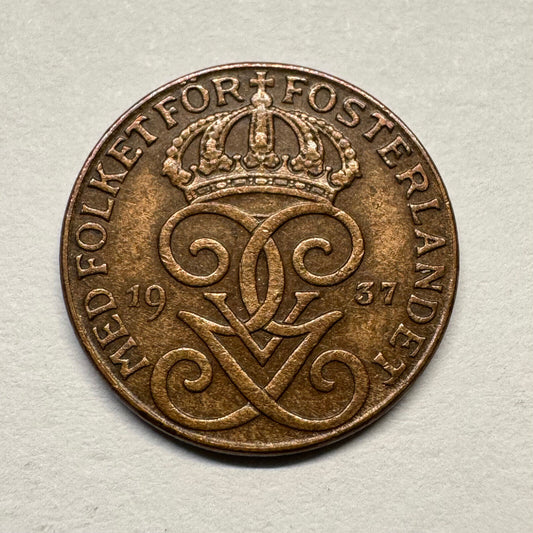 1937 Sweden 1 Ore - Beautiful Coin - #B-049