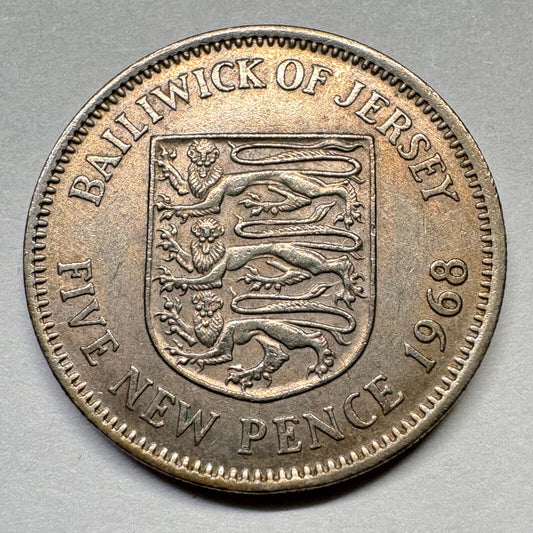 1968 Jersey 5 Pence - Beautiful Coin - #A-019