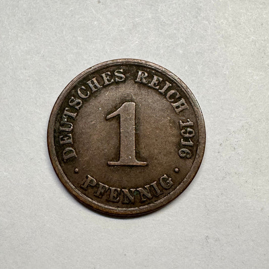 1916 Germany 1 Pfennig - Beautiful Coin - #B-010