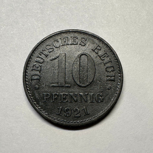 1921 Germany 10 Pfennig - Beautiful Coin - #B-009