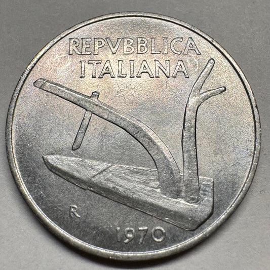 1970 Italy 10 Lira - Beautiful Coin - #A-045