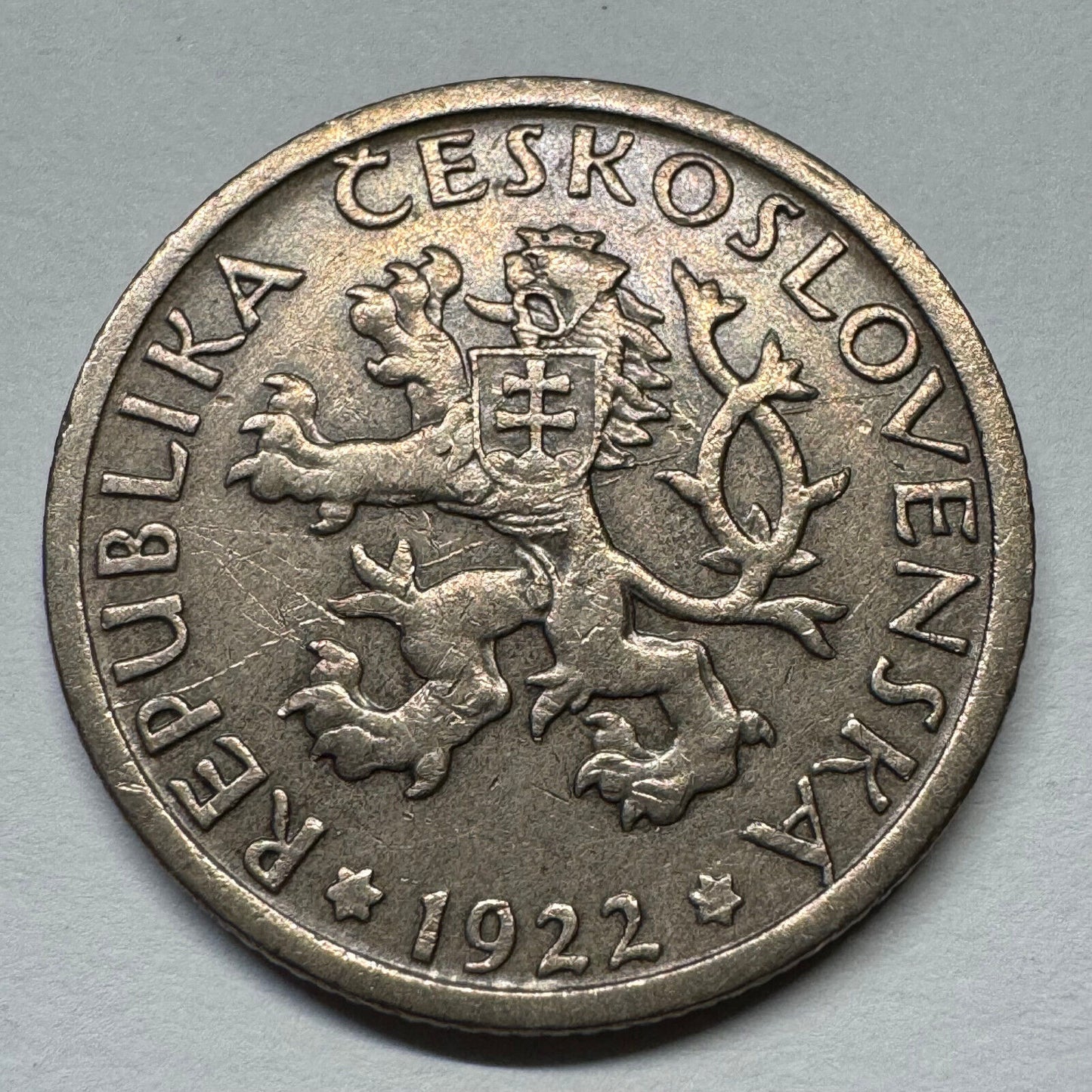 1922 Czechoslovakia 1 Koruna - Beautiful Coin - #B-058