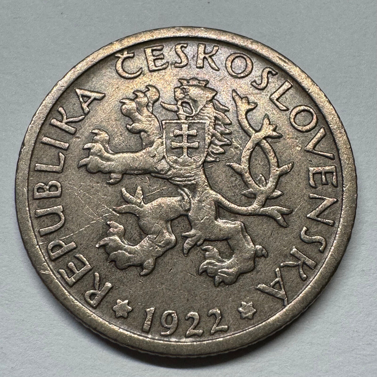 1922 Czechoslovakia 1 Koruna - Beautiful Coin - #B-058