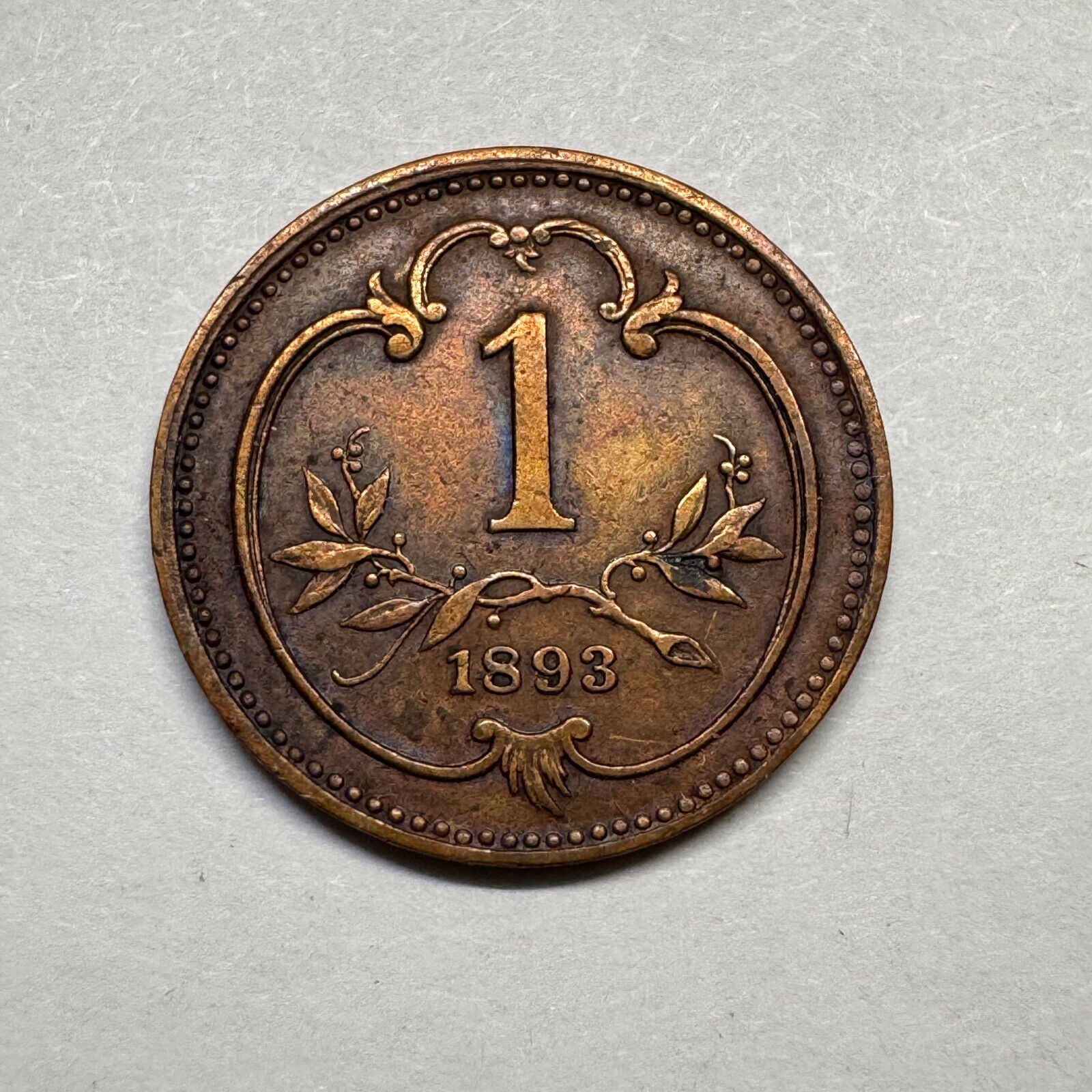 1893 Austria 1 Heller - Beautiful Coin - #A-100
