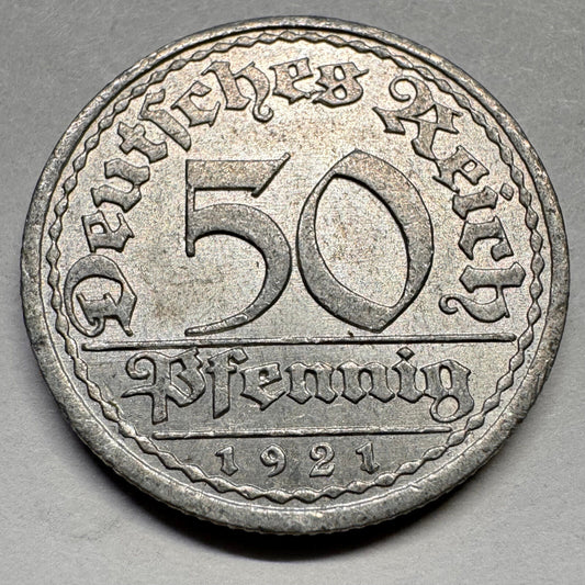 1921 Germany 50 Pfennig - Beautiful Coin - #A-038
