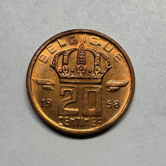 1958 Belgium 20 Centimes - Beautiful Coin - #B-035