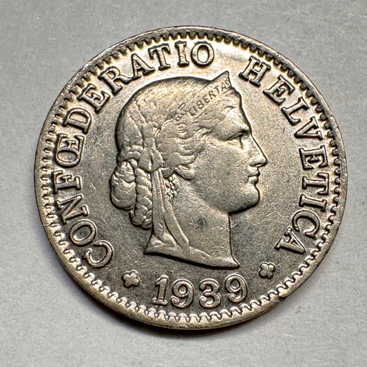 1939 Switzerland 5 Rappen - Beautiful Coin - #A-019