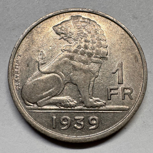 1939 Belgium 1 Franc - Beautiful Coin - #A-039
