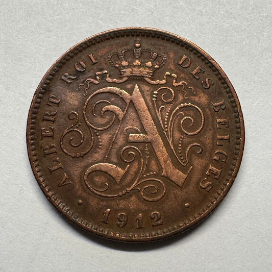 1912 Belgium 2 Cents - Beautiful Coin - #B-017