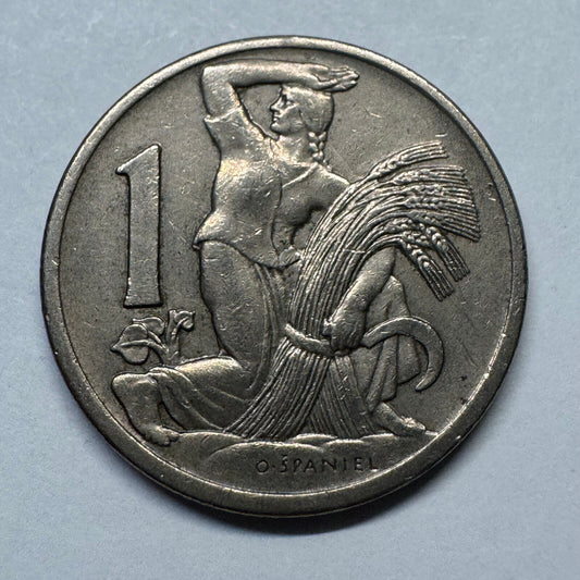 1923 Czechoslovakia 1 Koruna - Beautiful Coin - #B-024