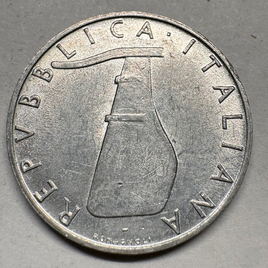 1954 Italy 5 Lira - Beautiful Coin - #A-045