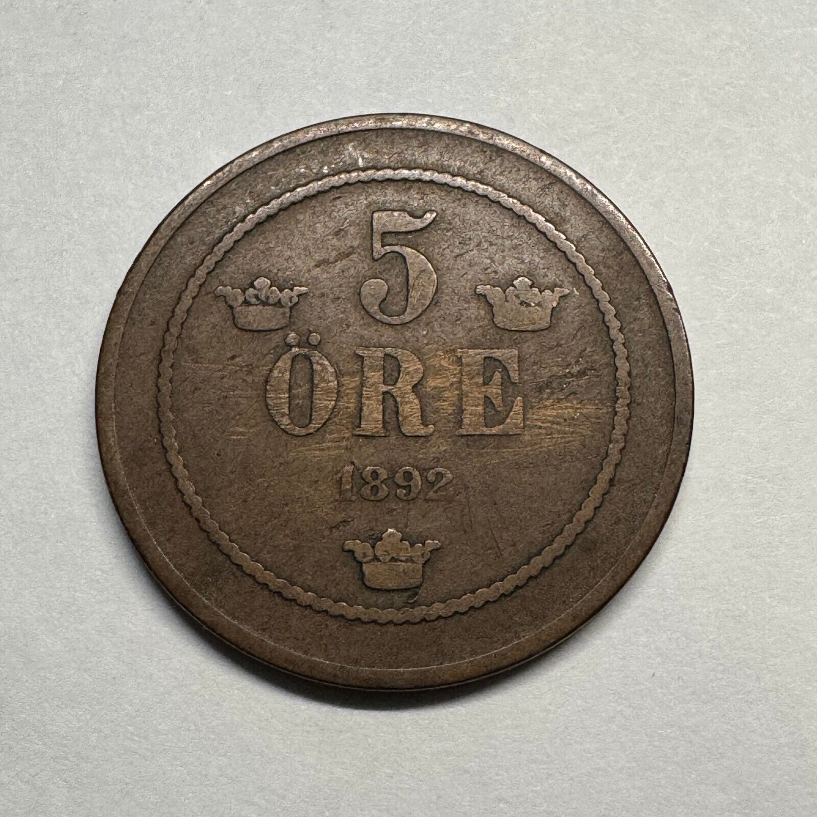 1892 Sweden 5 Ore - Beautiful Coin - #B-011