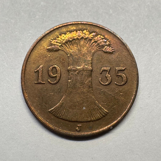 1935 Germany 1 Reichspfennig - Beautiful Coin - #A-097