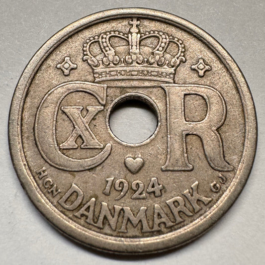 1924 Denmark 25 Ore - Beautiful Coin - #A-045