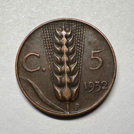 1932 Italy 5 Centesimi - Beautiful Coin - #A-100