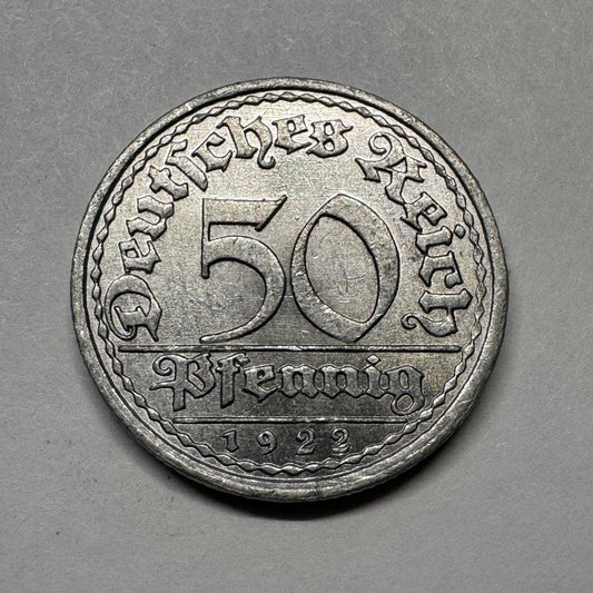 1922 Germany 50 Pfennig - Beautiful Coin - #B-009