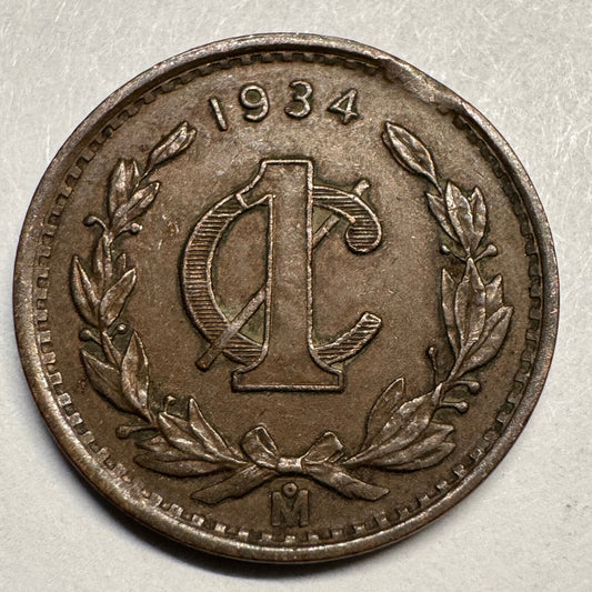 1934 Mexico 1 Centavo - Beautiful Coin - #A-069