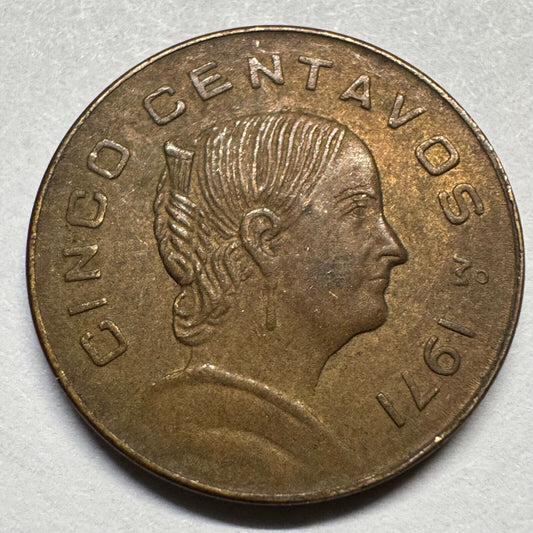 1971 Mexico 5 Centavos - Beautiful Coin - #A-072