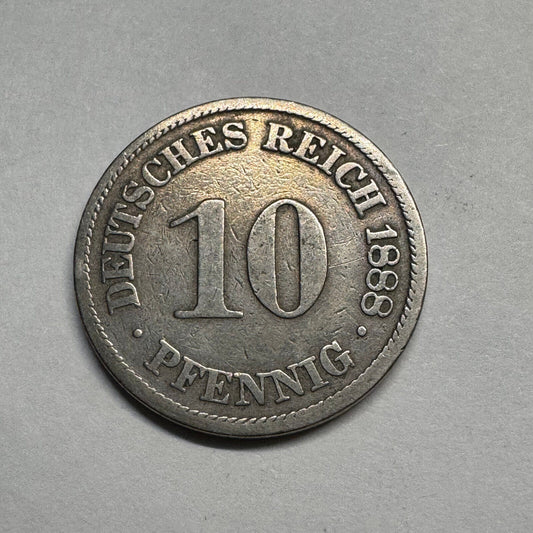 1888 Germany 10 Pfennig - Beautiful Coin - #B-011
