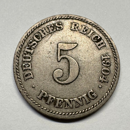 1904 Germany 5 Pfennig - Beautiful Coin - #B-055