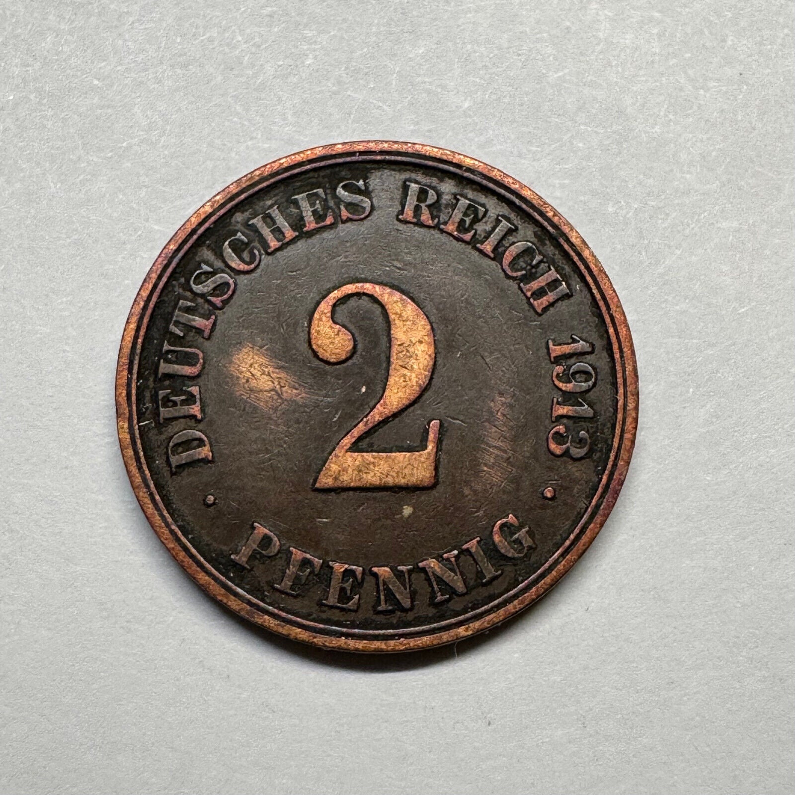 1913 Germany 2 Pfennig - Beautiful Coin - #A-100
