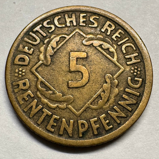 1924 Germany 5 Reichspfennig - J - Beautiful Coin - #A-074