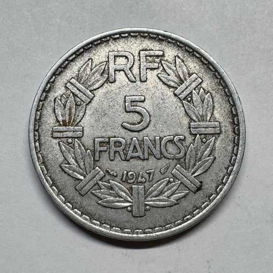 1947 France 5 Francs - Beautiful Coin - #B-002