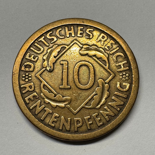 1924 Germany 10 Rentenpfennig - Beautiful Coin - #B-055