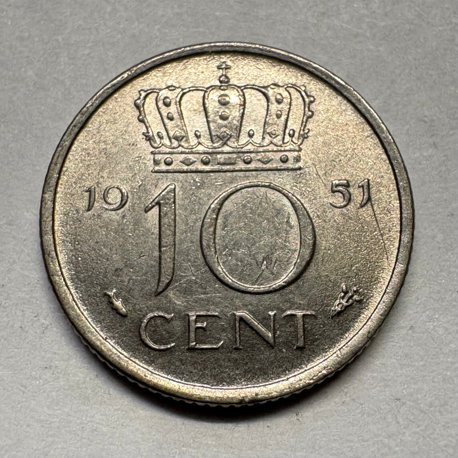 1951 Netherlands 10 Cents - Beautiful Coin - #A-087