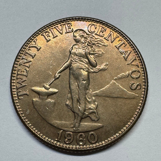 1960 Philippines 25 Centavos - Beautiful Coin - #B-054