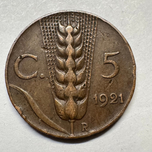 1921 Italy 5 Centimes - Beautiful Coin - #A-081