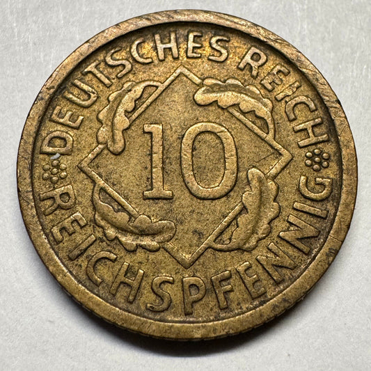 1929 Germany 10 Reichspfennig - Beautiful Coin - #A-083