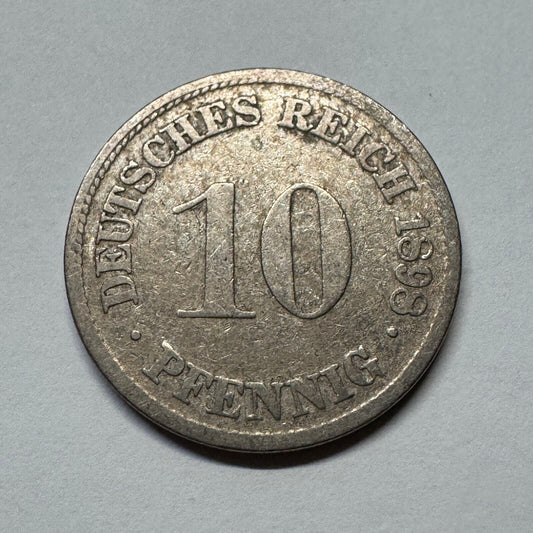 1898 Germany 10 Pfennig - Beautiful Coin - #B-038