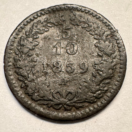 1859 Austria 5/10 Kreuzer - Beautiful Coin - #A-060