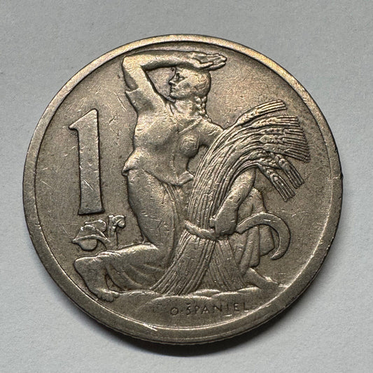1924 Czechoslovakia 1 Koruna - Beautiful Coin - Lot #B-045